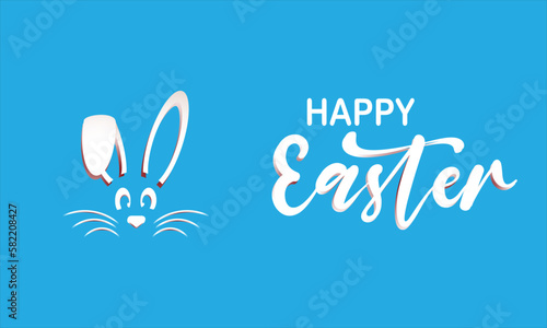 Wallpaper Mural Happy Easter design with white paper cut style Easter Bunny Ears isolated on a blue background. Vector illustration Torontodigital.ca