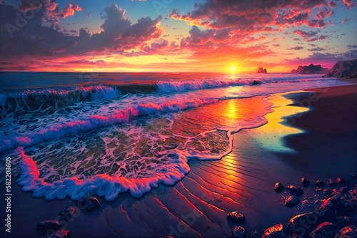 Breathtaking sunsets over the ocean, painting the sky with vibrant hues