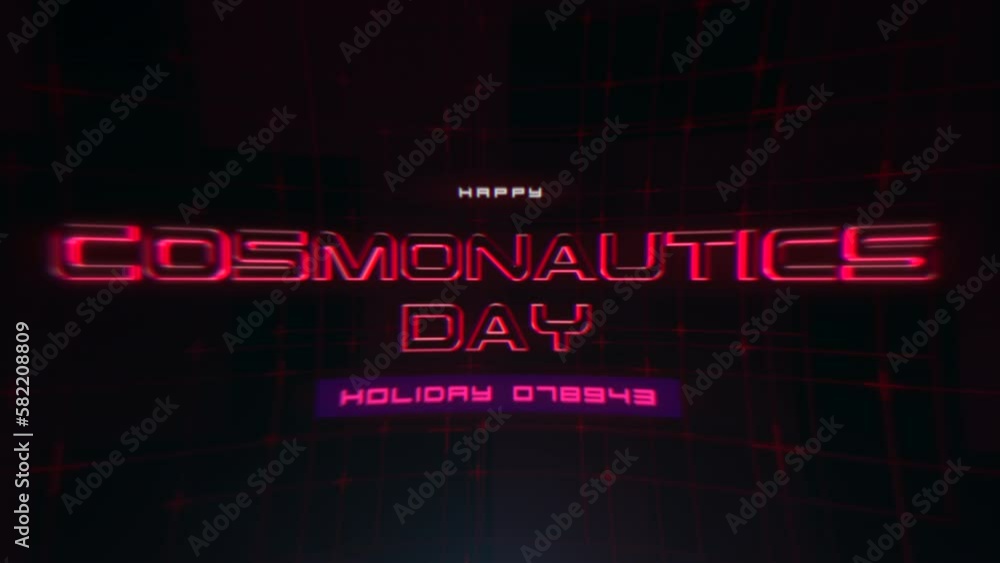 Cosmonautics Day on computer screen with glitch effect, motion abstract futuristic, cosmos and sci-fi style background Cosmonautics Day on computer screen with glitch effect, motion abstract futuristic, cosmos and sci-fi style background