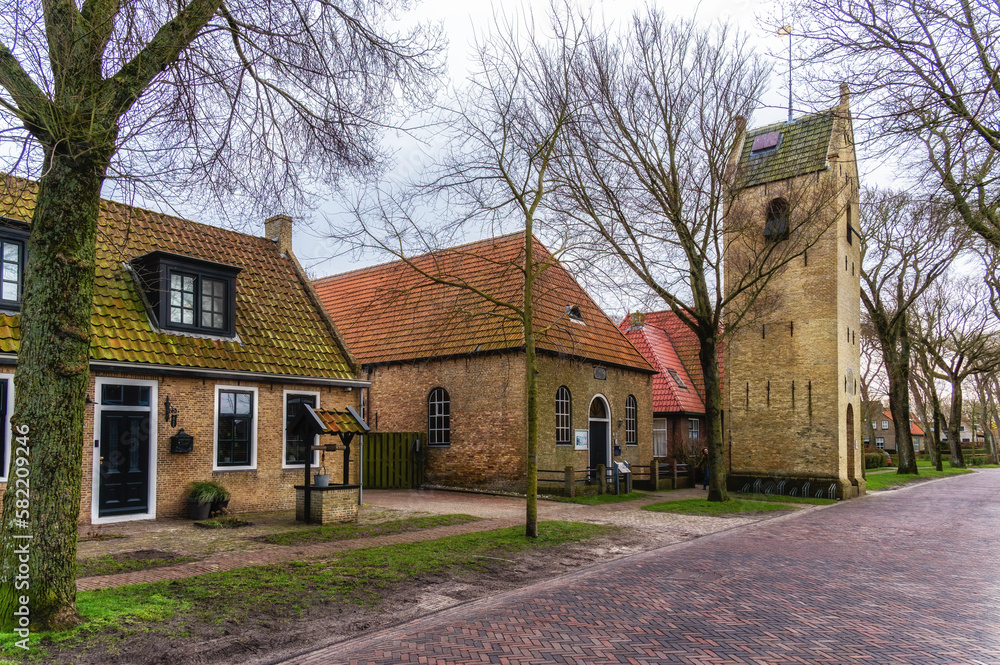 Island of Ameland , between Wadden sea and North sea , old village, Netherlands, Holland Island of Ameland , between Wadden sea and North sea , old village, Netherlands, Holland