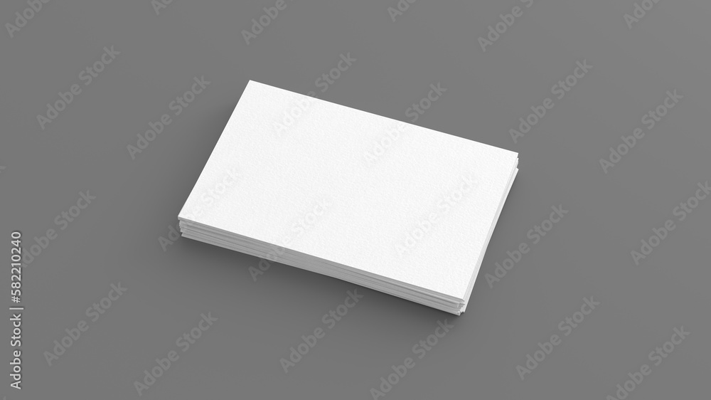 Business card mockup. Stack of business cards on gray background. Side view Business card mockup. Stack of business cards on gray background. Side view