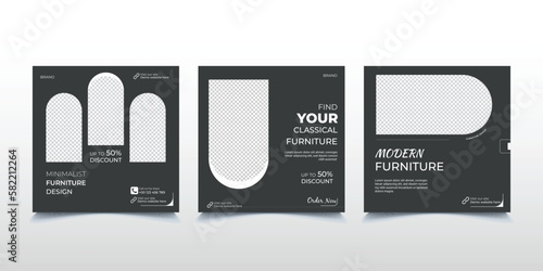 Minimalist and luxury furniture design. Or home interior furniture social media template.