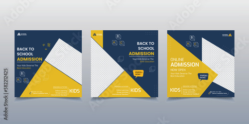 Back to school admission promotional banner. Or cute children admission template.