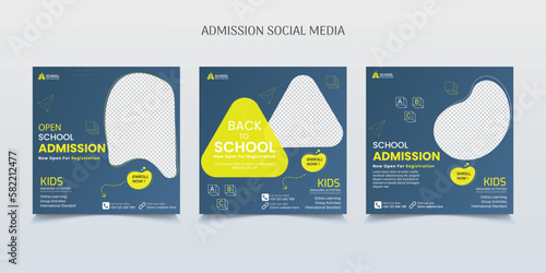 Back to school admission promotional banner. Or cute children admission template.