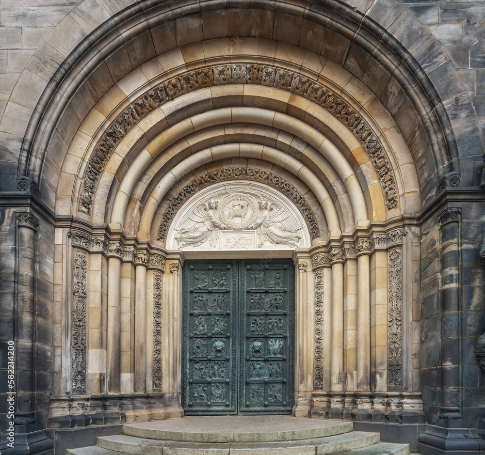Portal door at Bremen Cathedral - Bremen, Germany - obrazy, fototapety, plakaty 