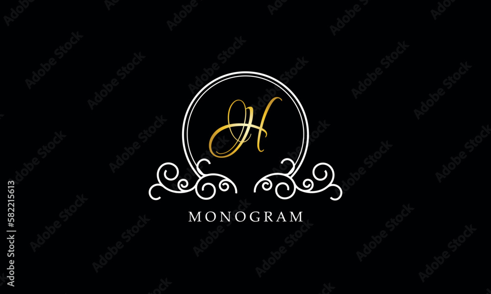 Luxury initial H logo template. Vector monogram for restaurant, royalty, boutique, cafe, hotel, heraldic, jewelry, fashion and other vector illustrations Luxury initial H logo template. Vector monogram for restaurant, royalty, boutique, cafe, hotel, heraldic, jewelry, fashion and other vector illustrations