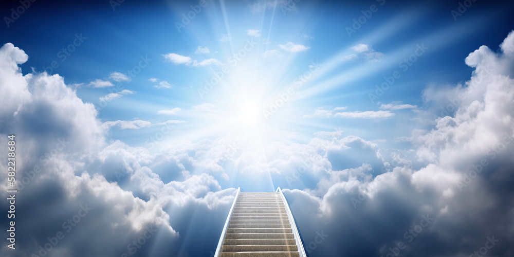 Stairway to heaven. generative ai. Stairway through the clouds to the ...