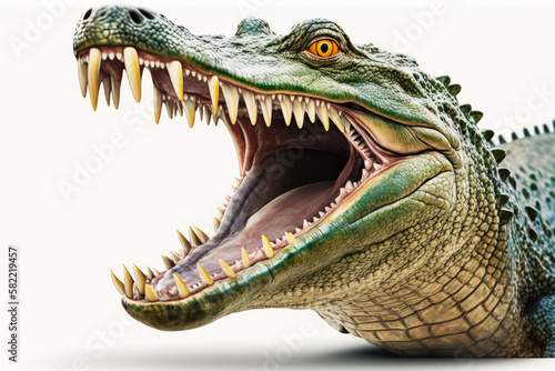 An image of crocodile with its mouth open. Generative AI.