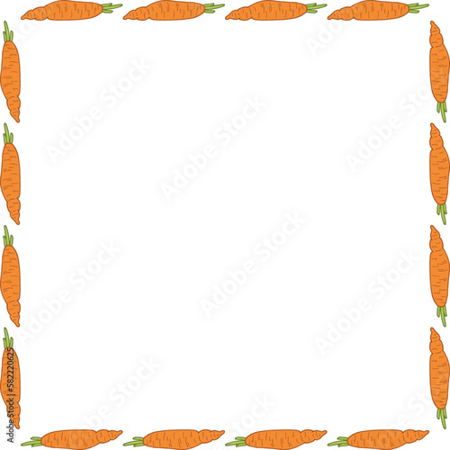 Square frame with intresting carrot on white background. Vector image.