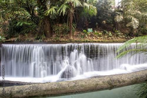 wide waterfall in the jungle