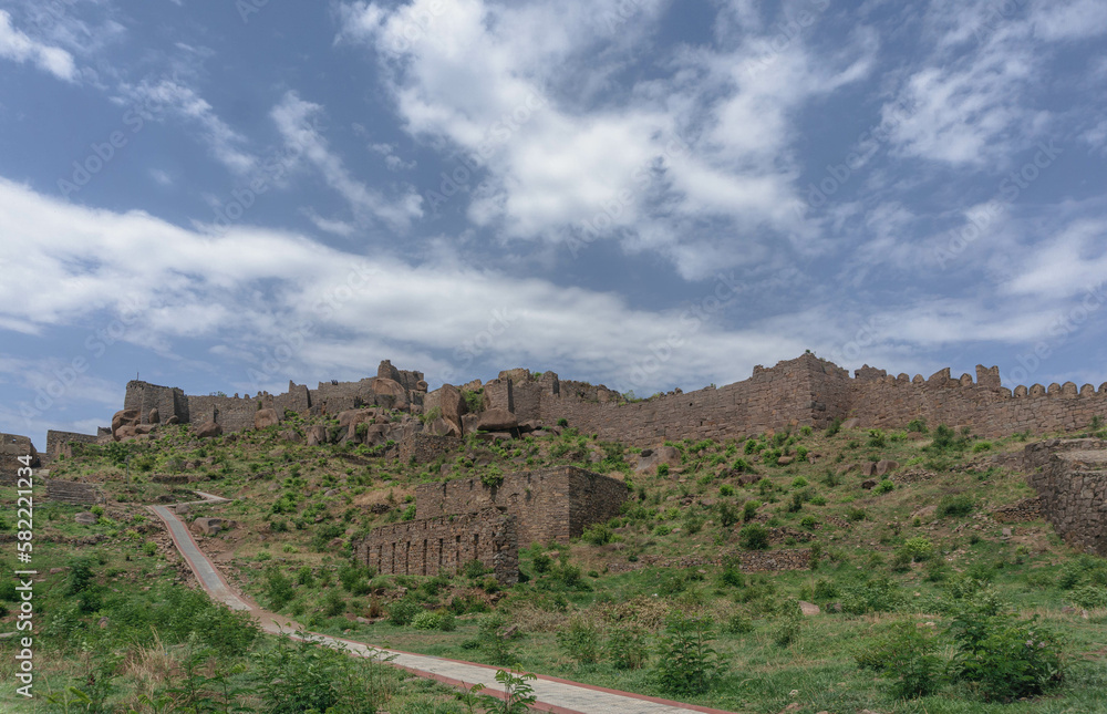 Ruins of Golconda Fort in Hyderabad Telangana, India.