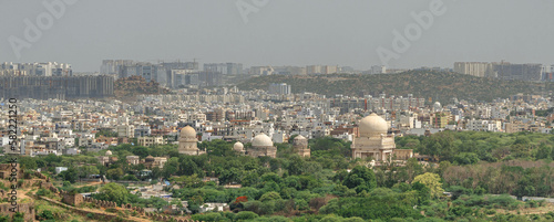 The tombs of Qutb Shahi near the Golconda Fort in Hyderabad, India.