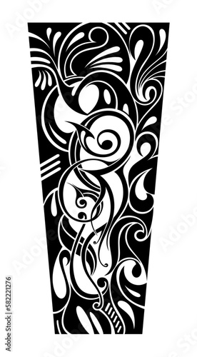 Tattoo tribal abstract sleeve , black arm shoulder tattoo fantasy pattern vector art design isolated on white background