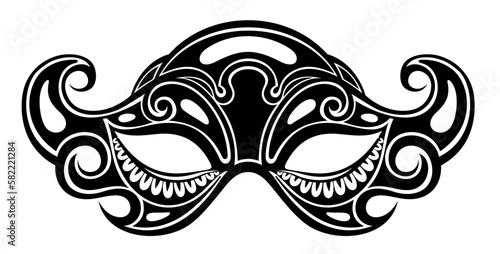Carnival mask black silhouette. Vector icon