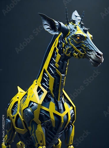Futuristic Armored Giraffe - Created Using Generative AI Tools 