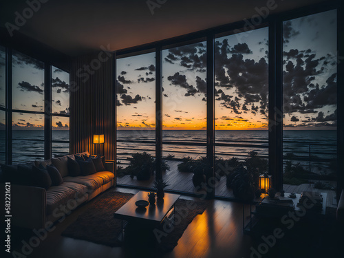 interior view of an ocean sunset © airizzuto
