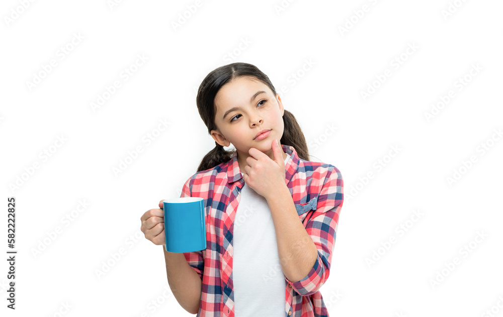 pondering teen girl with morning coffee on background. photo of teen girl with morning coffee cup. pondering teen girl with morning coffee on background. photo of teen girl with morning coffee cup.