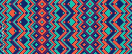 Asymmetric rhombus traditional motifs vector geometric pattern.