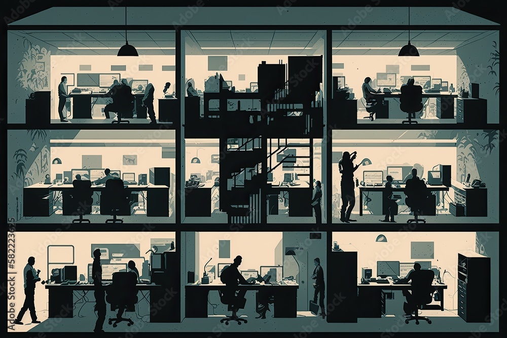 silhouette of an office, generated with AI silhouette of an office, generated with AI