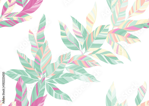 Abstract houseplant leaves repeat pattern vector. Minimal organic spring fashion cloth