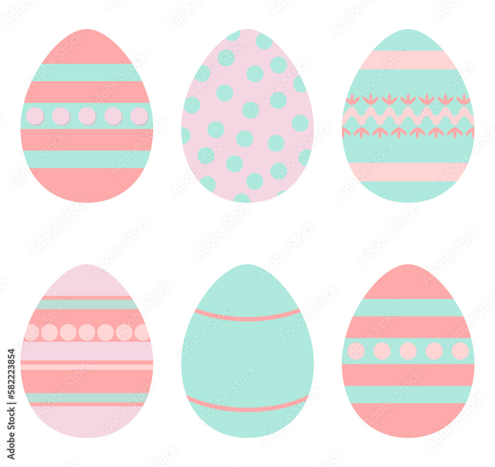 Colored easter eggs set. Colored easter eggs set.
