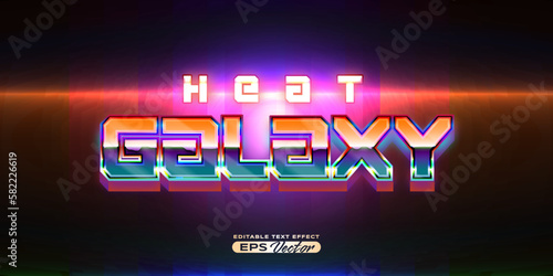 Retro futuristic 80s heat galaxy editable text effect style vibrant back to the future theme with experimental background, ideal for poster, flyer rad 1980s touch