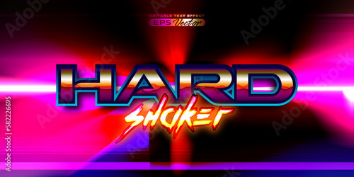 Retro futuristic 80s hard shaker editable text effect style vibrant back to the future theme with experimental background, ideal for poster, flyer rad 1980s touch