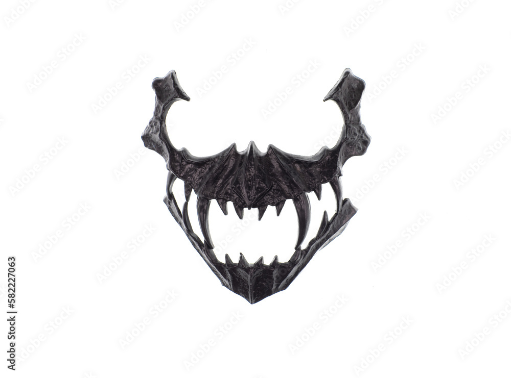 Fototapeta premium black scary fantasy mask with teeth isolated on white background