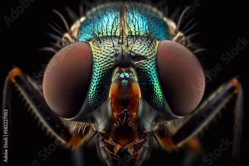 Macro photography of a fly eyes - Ai generative