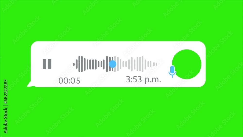 Instant messaging app voice note animation playing sound on green background