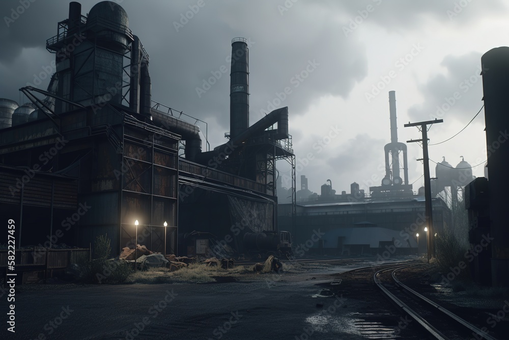 Coal factory illustration, image creation by generative ai