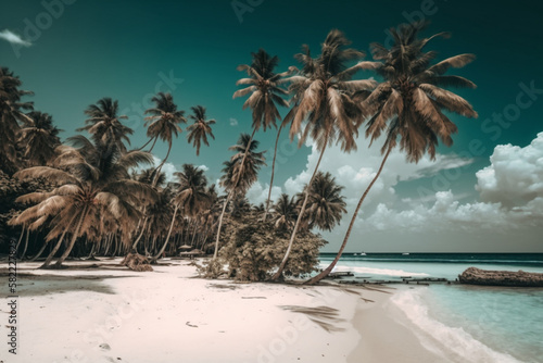 Palm tree on the beach Generative AI