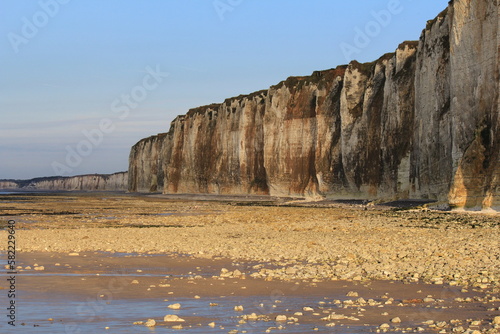 the alabaster coast in france with big white chalk cliffs between le havre and le treport photo