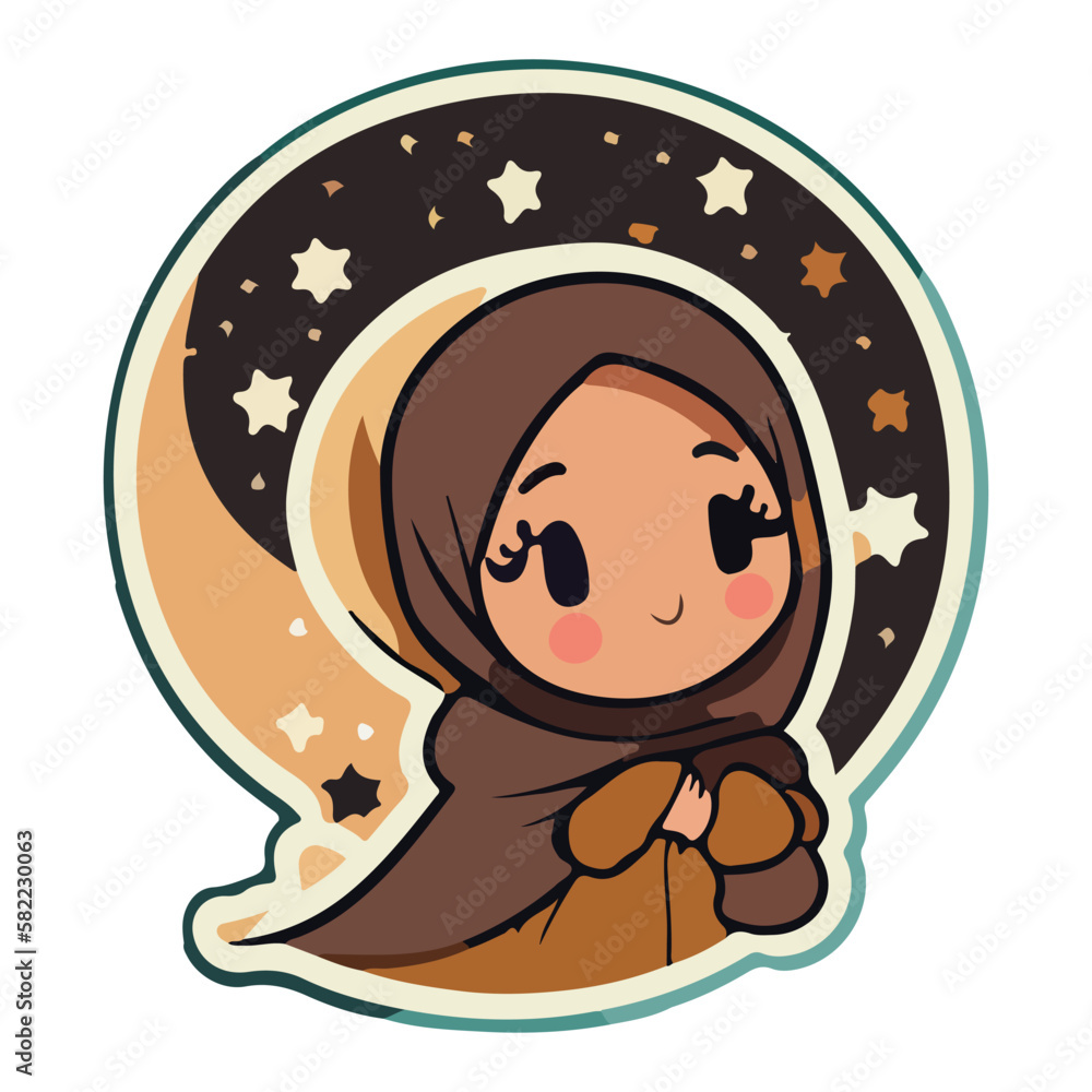 Cute hijabi girl cartoon style vector illustration Stock Vector | Adobe ...