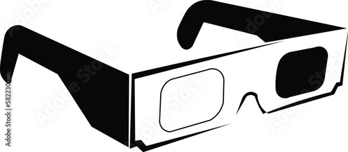 Black and White Cartoon Illustration Vector of 3D Glasses