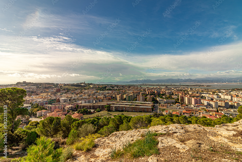 Panoramic view of Is Mirrionis district in Cagliari. Sardinia, Italy