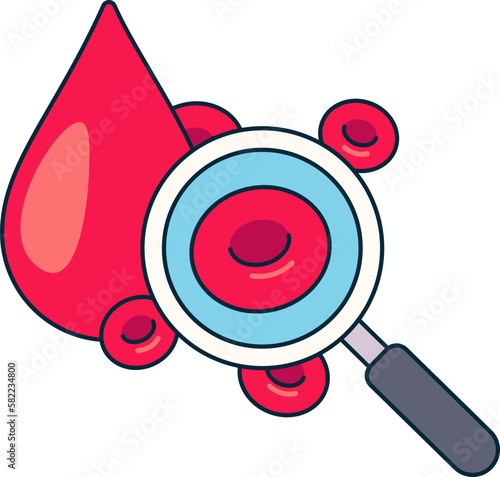 Blood Count Diagnose Magnifying Platelet Health Hemoglobin Medical Colored Outline
