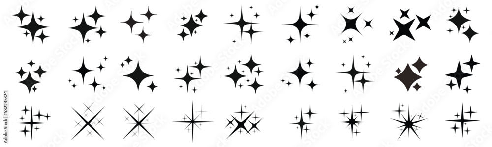 Sparkle star icons. Shine icons. Different black sparkles icons. Collection of star sparkles symbol. Stars sparkles. vector Sparkle star icons. Shine icons. Different black sparkles icons. Collection of star sparkles symbol. Stars sparkles. vector