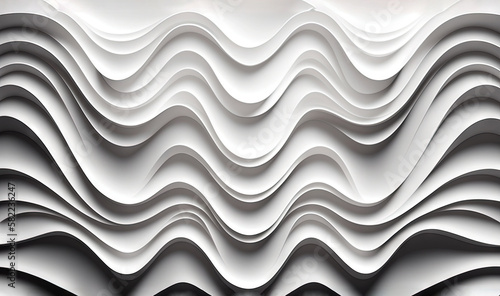  an abstract white background with wavy lines and curves in the center of the image is a black and white background with a black border and white border. generative ai