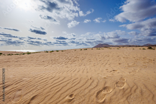 Sand dunes in the Parque Natural de Corralejo on the island of Fuerteventura