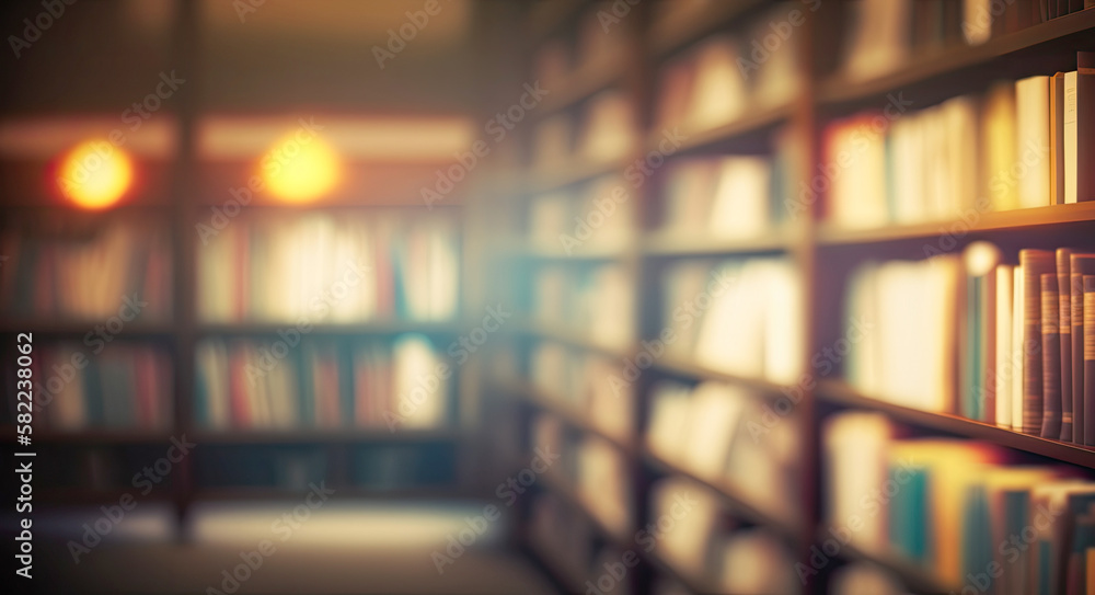 Fototapeta premium Library - Defocused abstract blurred business background - Generative AI