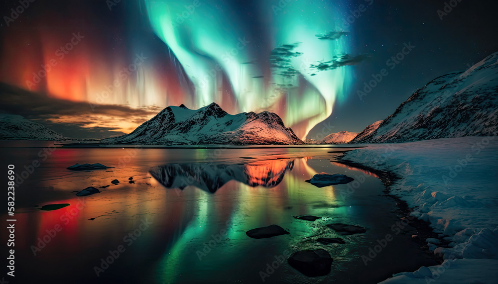 Aurora borealis in Norway - Generative AI
