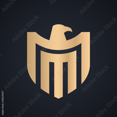 eagle shield golden linear logo