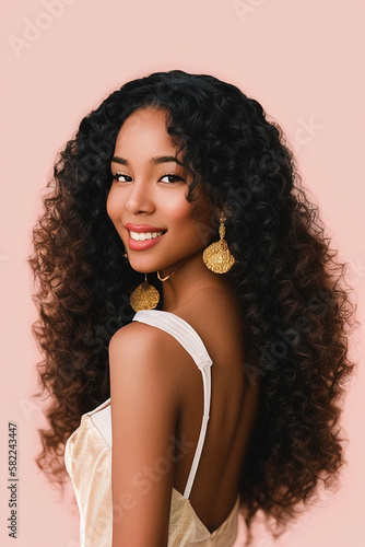 Black women Capturing Inner Beauty: Creative Women's Portraits" generative AI Curly hairs