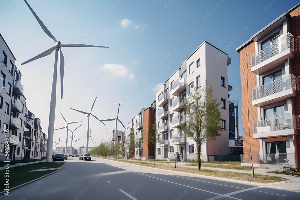 Fototapeta premium wind generators in urban area