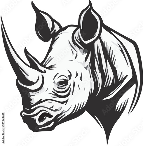 illustration of a rhinoceros head