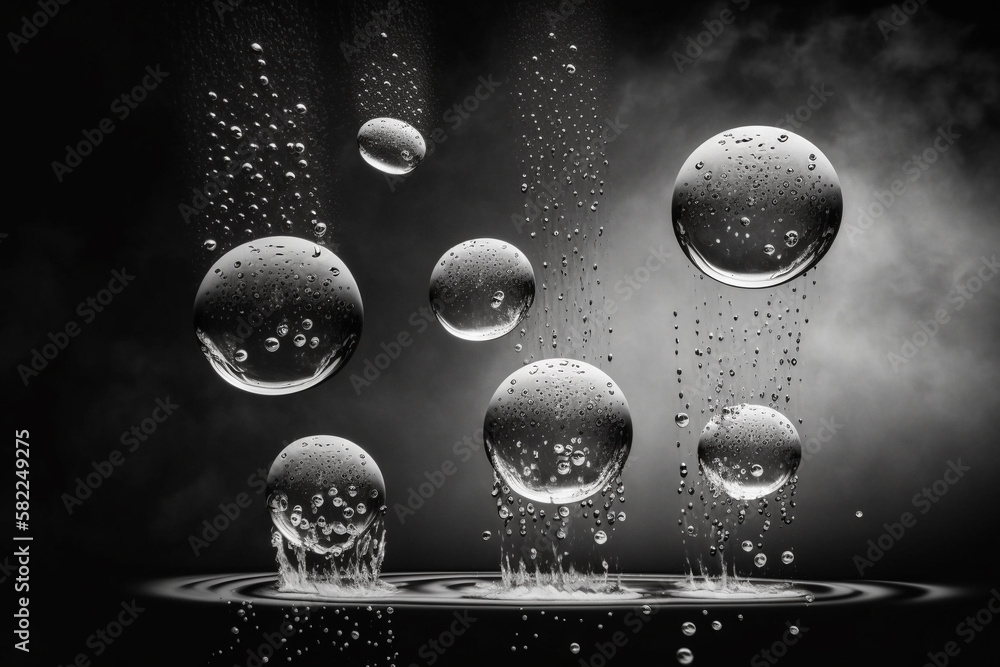 Water drops bouncing back after falling, creating a mesmerizing