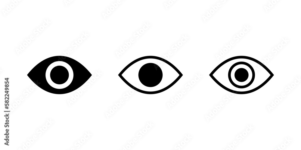 Eye line icon set. Open eyes set. differenf flat designe Eye line icon set. Open eyes set. differenf flat designe