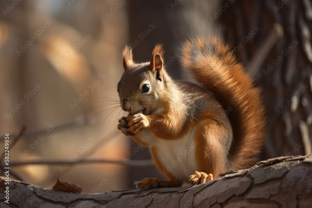 Écureuil dans la forêt en train de manger