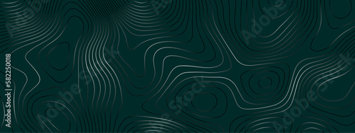 Blue wavy abstract topographic map contour, lines Pattern background. Topographic map and landscape terrain texture grid. Wavy banner and color geometric form. Vector illustration.